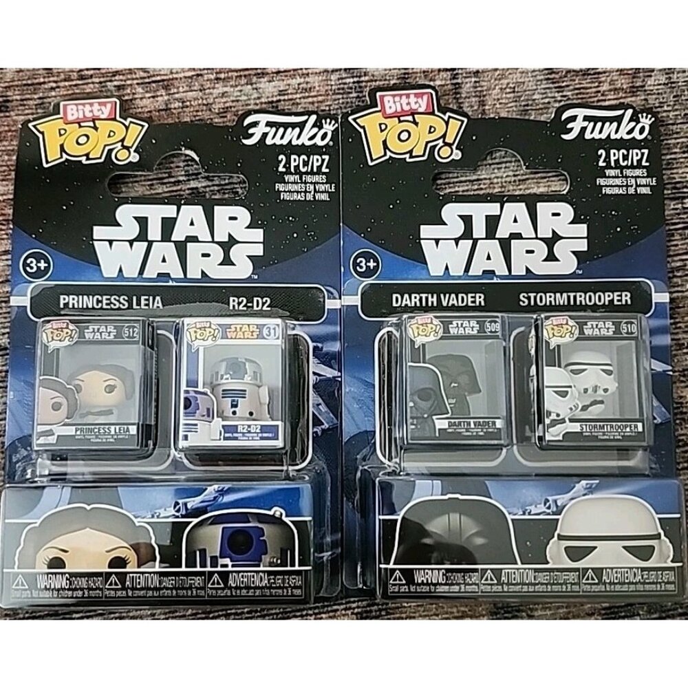 Funko Bitty Pop!: Star Wars - 2x 2pack Princess Leia R2-D2 Vader Stormtrooper